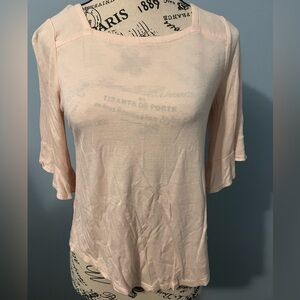 LOFT Women’s 3/4 Flutter Sleeve Top~Light Pink~Small